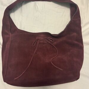 Elegant Burgundy Suede Shoulder Bag